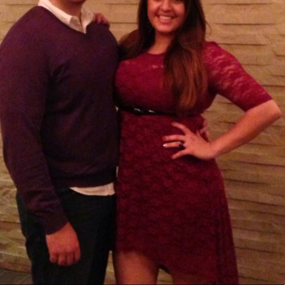 Gorgeous Maroon Lace Hi Low Dress